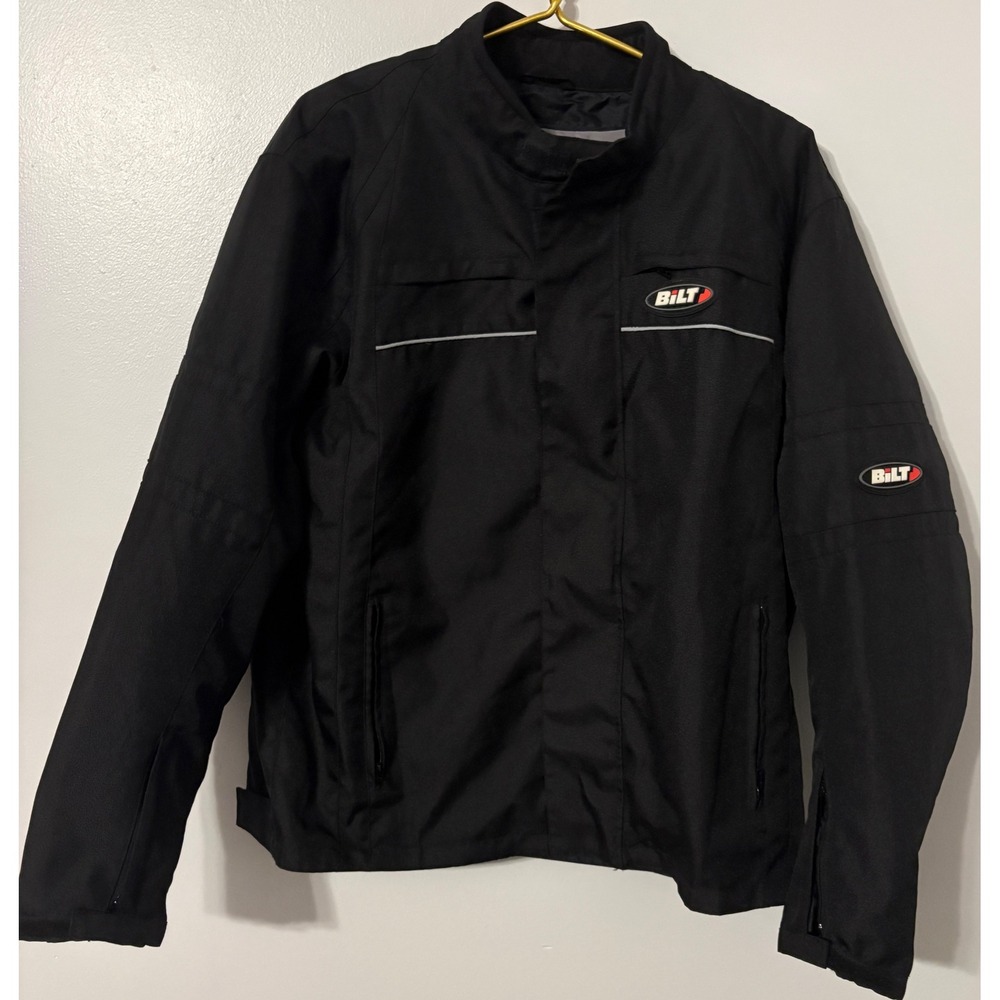Bilt BLW 19 Mens XL Black Motorcycle Riding Jacket Quilted Liner Reflective